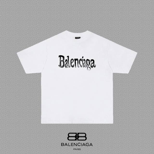 Balenciaga 巴黎世家 巴黎字母印花短袖T恤 定织定染280克精梳棉重磅面料 螺纹零色差 细节完美 区别市面通货版本 欢迎对比 男女同款 上图必卖款 颜