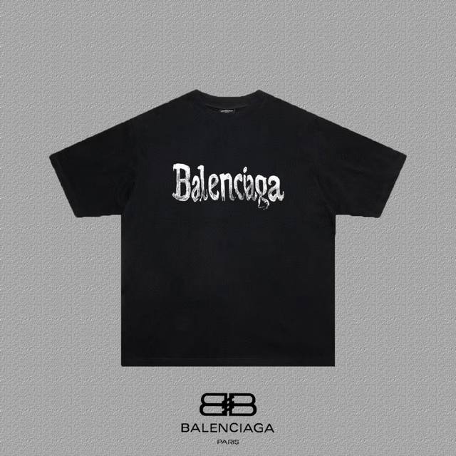 Balenciaga 巴黎世家 巴黎字母印花短袖T恤 定织定染280克精梳棉重磅面料 螺纹零色差 细节完美 区别市面通货版本 欢迎对比 男女同款 上图必卖款 颜 - 点击图像关闭