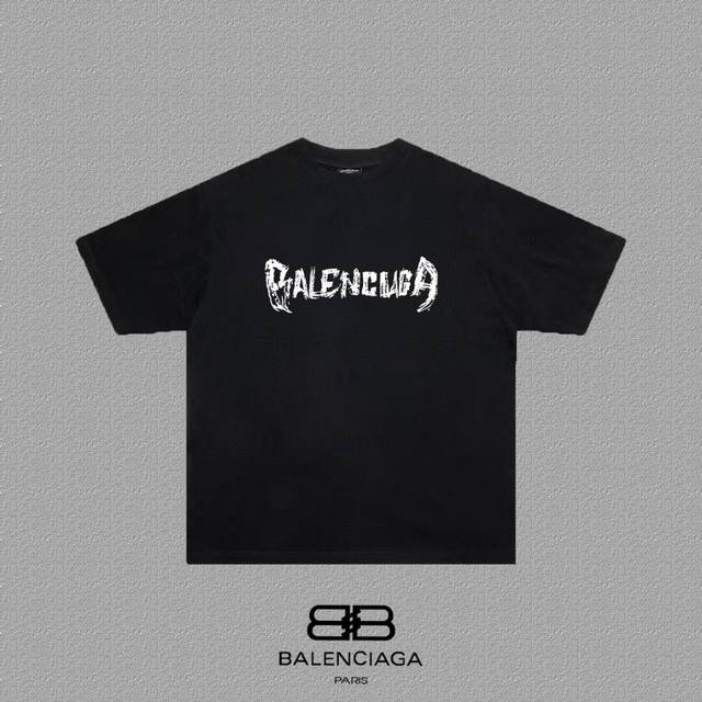 Balenciaga 巴黎世家 巴黎字母印花短袖T恤 定织定染280克精梳棉重磅面料 螺纹零色差 细节完美 区别市面通货版本 欢迎对比 男女同款 上图必卖款 颜