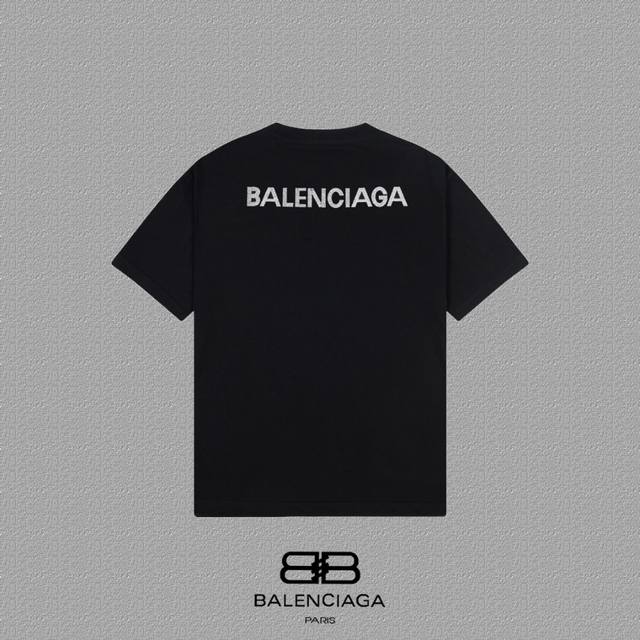 Balenciaga 巴黎世家 巴黎烫钻字母印花短袖T恤 定织定染280克精梳棉重磅面料 螺纹零色差 细节完美 区别市面通货版本 欢迎对比 男女同款 上图必卖款