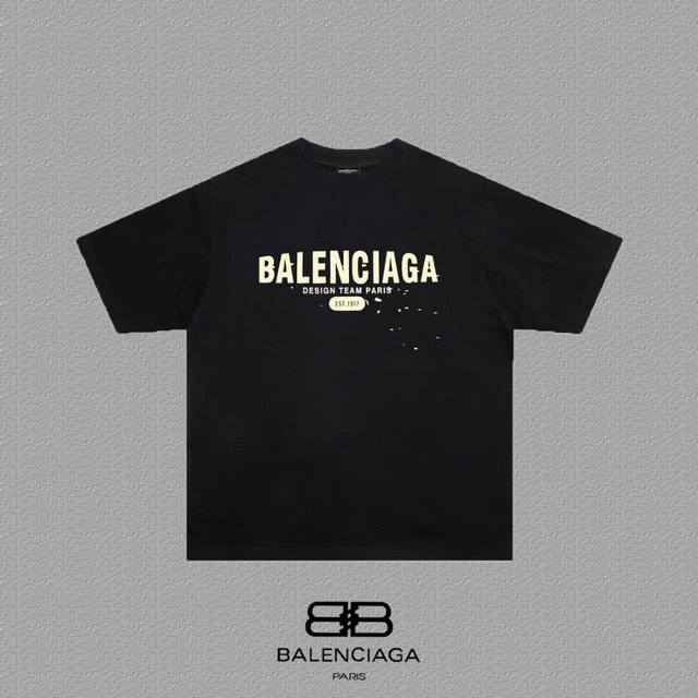 Balenciaga 巴黎世家 巴黎字母印花短袖T恤 定织定染280克精梳棉重磅面料 螺纹零色差 细节完美 区别市面通货版本 欢迎对比 男女同款 上图必卖款 颜