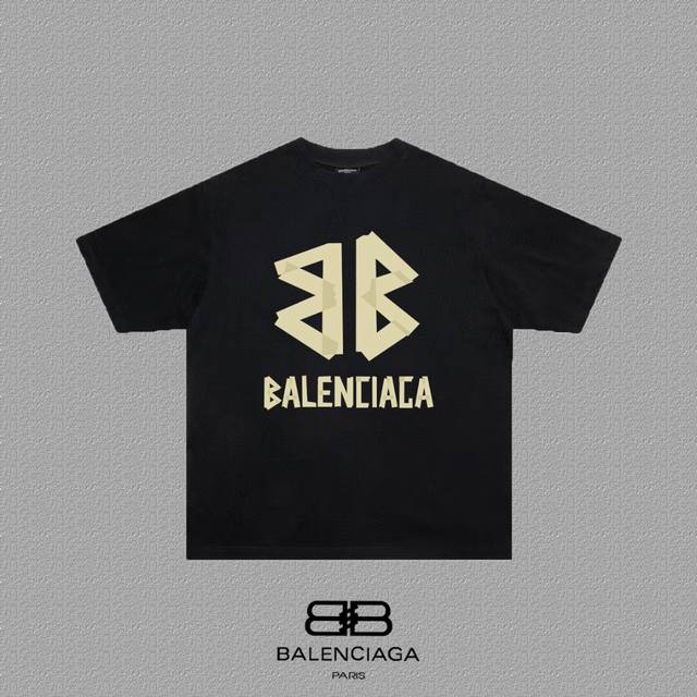 Balenciaga 巴黎世家 巴黎字母印花短袖T恤 定织定染280克精梳棉重磅面料 螺纹零色差 细节完美 区别市面通货版本 欢迎对比 男女同款 上图必卖款 颜