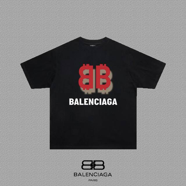 Balenciaga 巴黎世家 巴黎字母印花短袖T恤 定织定染280克精梳棉重磅面料 螺纹零色差 细节完美 区别市面通货版本 欢迎对比 男女同款 上图必卖款 颜