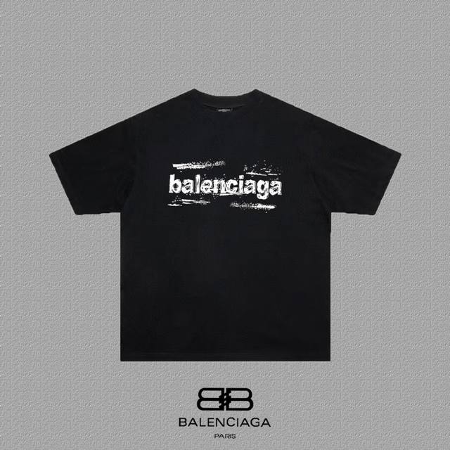 Balenciaga 巴黎世家 巴黎字母印花短袖T恤 定织定染280克精梳棉重磅面料 螺纹零色差 细节完美 区别市面通货版本 欢迎对比 男女同款 上图必卖款 颜