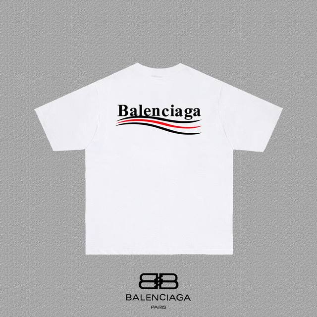 Balenciaga 巴黎世家 巴黎经典可乐字母印花短袖T恤 定织定染280克精梳棉重磅面料 螺纹零色差 细节完美 区别市面通货版本 欢迎对比 男女同款 上图必