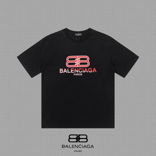 Balenciaga 巴黎世家 巴黎字母印花短袖T恤 定织定染280克精梳棉重磅面料 螺纹零色差 细节完美 区别市面通货版本 欢迎对比 男女同款 上图必卖款 颜