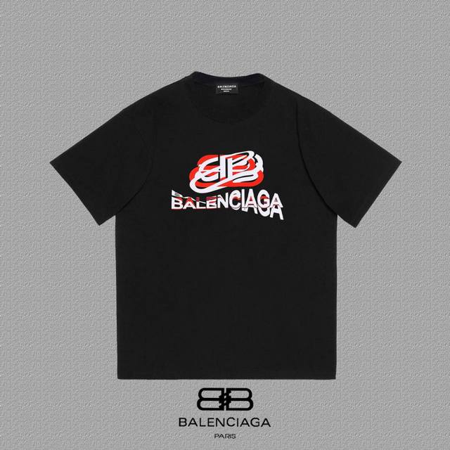 Balenciaga 巴黎世家 巴黎字母印花短袖T恤 定织定染280克精梳棉重磅面料 螺纹零色差 细节完美 区别市面通货版本 欢迎对比 男女同款 上图必卖款 颜